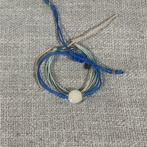 Pura Vida bracelet stack blue/turquoise.  Worn once